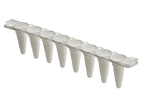 Low profile PCR strip of 8 tubes, white