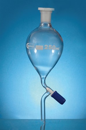 Separating Funnel, pear shape, PTFE valve, 50ml, socket NS19/26