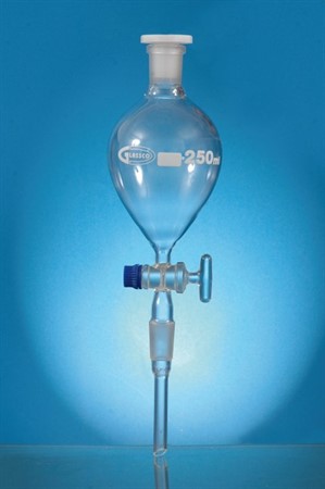 Dropping Funnel, Pear shape, glass stopcock,500ml,socket/cone NS19/26