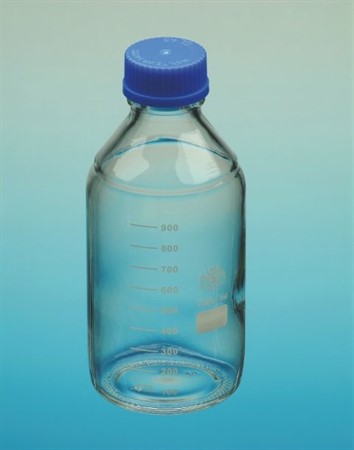 Bottle w blue screw cap, GL45, 100ml